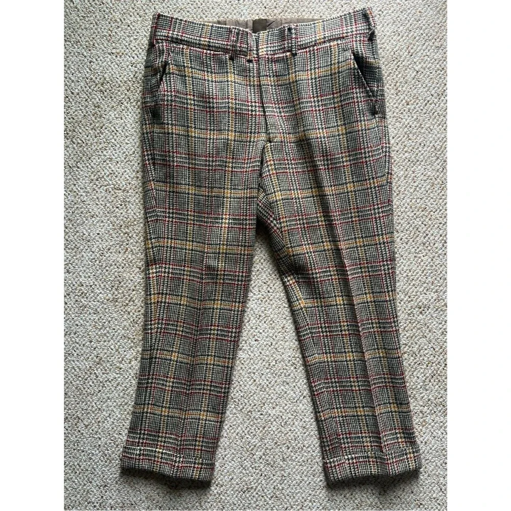 RARE Vintage 1960s Brooks Brothers Plaid Wool Tweed ~34 waist USA Union Made